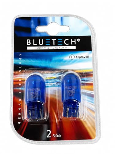 BLUETECH 2er Set W21/5W Tagfahrlicht Standlicht T20 12V 21W / 5W BLAU Xenon Birne Original zweifadig