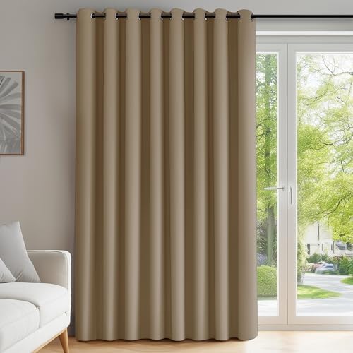 Deconovo Verdunklungsgardinen Extra Breite Thermovorhänge mit Ösen Taupe | 1 Stück, H214 x B254 cm, Thermo Vorhänge gegen Hitze, Gardinen für Wohnzimmer und Schlafzimmer, Sichtschu