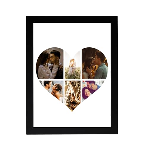 Image of Customized Heart Collage Photo Frame - Personalized Gift for Anniversary, Valentine's Day & Special Person - Personalized Photo Gift for Loved Ones -8x10 Inch