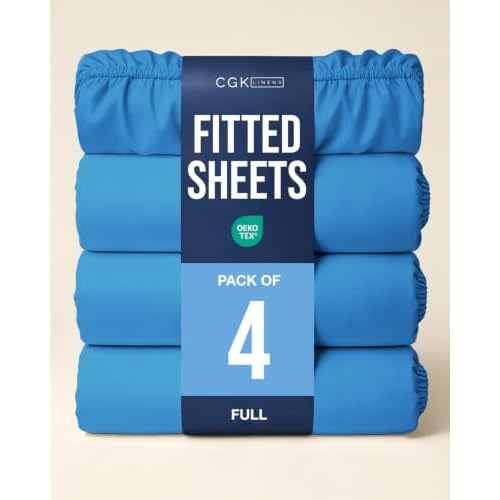 Full Fitted Sheet - Pack of 4 Single Fitted Bottom Sheet Only - Royal Blue