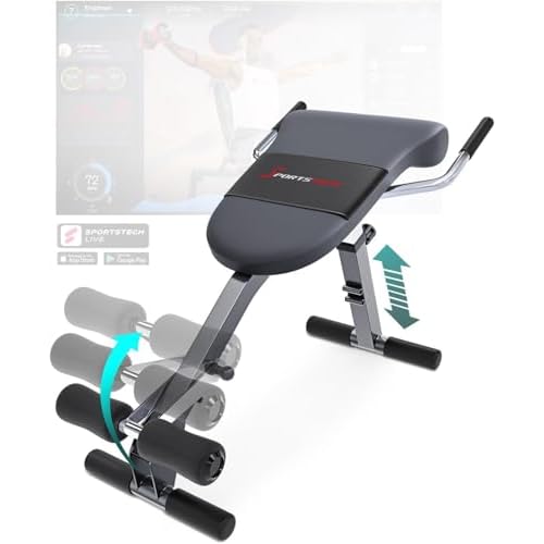 Sportstech einzigartiger 3in1 Rücken- & Bauchtrainer, Schrägbank Hantelbank klappbar, Multifunktion Hantelbank mit Beincurler, Rückentrainer für Zuhause, Deutsche Qualitätsmarke, BRT200 (grau)