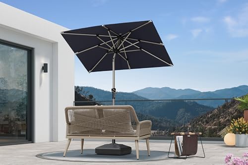 Image of PURPLE LEAF Patio Umbrella 4' x 6' Rectangle Tilt Market Umbrella Navy Blue