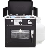 Hike Crew Outdoor Gas Camping Oven w/Carry Bag | CSA Approved Portable Propane-Powered 2-Burner Stove & Auto Ignition, Overheat Safety Shutoff, Built-In Thermometer Hose Regulator Included