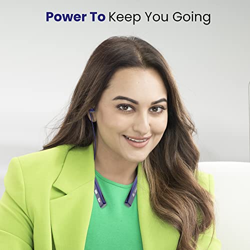 Image of AROMA NB119 Titanium Bluetooth Wireless Headset Neckband with Long Lasting Playtime 48 Hrs, Smart Voice Assistant, Bluetooth V5.0, Sweat & Splash Proof, Best for Gaming, Running, Workout (Blue)