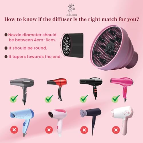 Curl Cure Universal Collapsible Silicon Hair Dryer, Blower, Diffuser | Hair Dressing Styling Tool | Usage at Salon or at Home to Acheive Curl Defination| Pink For Women and Girls 3 41JSY4JnntL. SL500