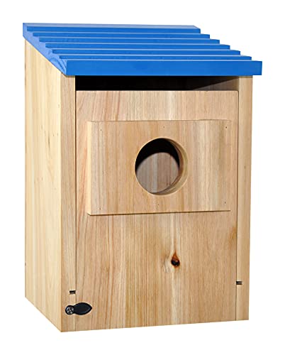 Spiretro Bird Houses Outside Finch Bluebird Cardinals, Weatherproof Cedar Wood Hanging Birdhouses Easy Cleaning, Air Vents, Fledgling Skerfs for Garden Cottages_Beige & Blue