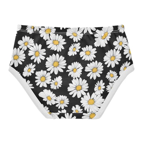 Wusikd White Daisies Black Girls' Underwear Cotton Girls Briefs Soft Toddler Underwear 2T2