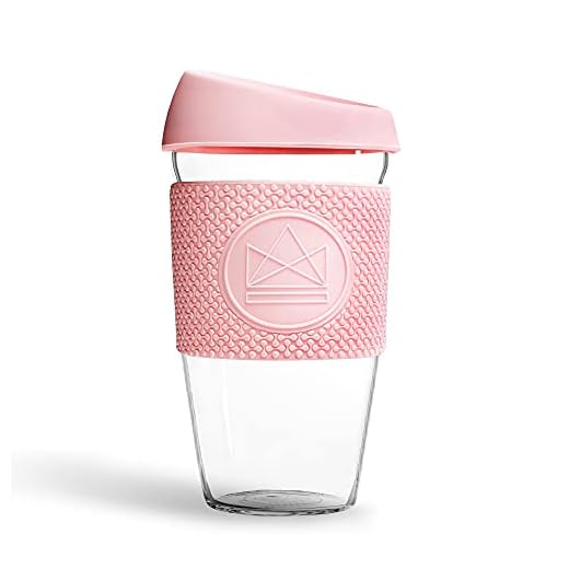 Neon Kactus - Vaso de cristal de borosilicato soplado a mano, Taza de café para llevar reutilizable con tapa de silicona apta para uso alimentario y funda térmica, Vaso de viaje reciclable