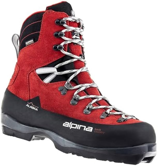 Alpina Sports Alaska Leather Backcountry Cross Country Nordic Ski Boots, Red, Euro 37