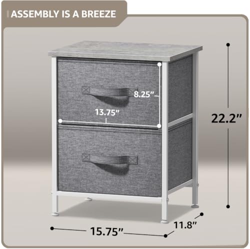 Sorbus Nightstand for Bedroom (2 Drawer, Gray) - image 4