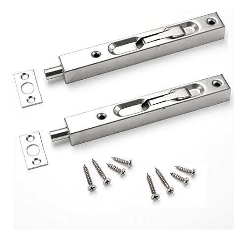 Packung-mit-2 10" Schiebefederbolzen für verdeckte Türverriegelung für unsichtbaren Türschutz aus rostfreiem Stahl, inklusive Schrauben Cover