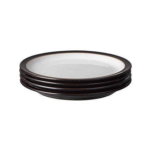 Denby 406048905 Elements Lot de 4 assiettes à dîner, noir/blanc, 26,5 x 26,5 x 3 centimètres