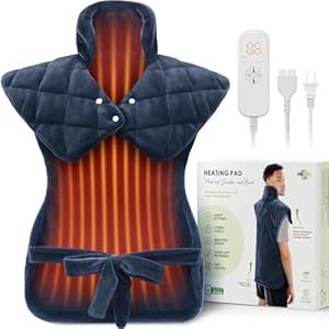 Electric Heating Pad for Neck Shoulders and Back Pain Relief, Christmas Gifts for Women Men Mom Dad Elderly, Large Weighted Neck Shoulders & Back Heat Pad, 6 Heat Settings Auto-Off, UL Certified, Gray