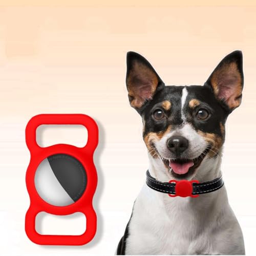 Red Silicone Protective Case for Airtag, GPS Finder Dog Cat Collar Loop Holder, Anti-Lost Device for Apple Locator Tracker