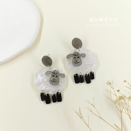 Funny Cute Kawaii Acrylic Animal Earrings, Sheep Panda Rabbit Goat Lamb Big Rooster Chicken Red Pink Lips Eyes Drop Dangle Earring For Women Girls, Sweet Stud Earring Thanksgiving Christmas Jewelry Gift #TOP1