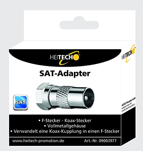 HEITECH SAT-Adapter F Stecker - Koax Stecker Adapter - Sat auf Antennenkabel für Koaxialkabel - Antennenstecker Antennenadapter