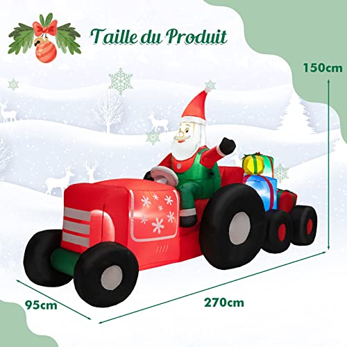GOPLUS-Camion-Gonflable-de-Noel-de-270-cm-de-Long-avec-Pere-Noel-et-Cadeaux-Decoration-Noel-Exterieur-Eclairee-Pere-Noel-Gonflable-conduisant-Camion-transportant-des-Cadeaux GOPLUS Camion Gonflable de Noël de 270 cm de Long avec Père Noël et Cadeaux, Décoration Noel Extérieur Eclairée, Père Noël Gonflable conduisant Camion transportant des Cadeaux – Image 7