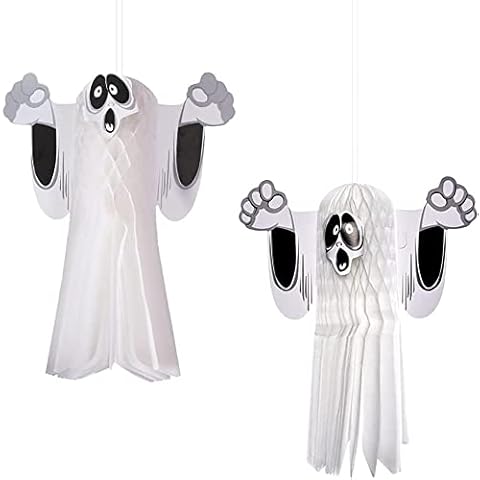 HUYIWEI 3D Ghost Pendants 2 Pieces Ghost Pendant for Halloween Ghost Pendant Doll Decoration Hanging in Living Room Bedroom Children's Room Cover