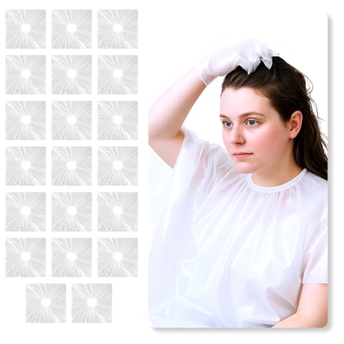 20 Pieces Disposable Hairdressing Cape, Hair Color Capes, Waterproof Hair Cutting Styling Bibs for Salon and Home Use, 39x39 Inch Disposable Barber Makeup Capes for Dyeing, Perming, Shampoo