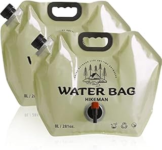 HIKEMAN Camping Water Container Bag - Collapsible Water Storage Carrier with Spigot,8L Drinking Water Container for Outdoors Camping Picnic BBQ Hiking Backpack Survival Kit