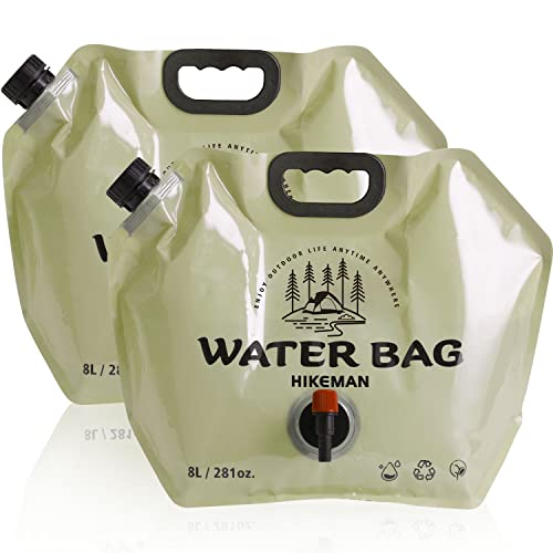 HIKEMAN Camping Water Container Bag – Collapsible Water Storage Carrier with Spigot,8L Drinking Water Container for Outdoors Camping Picnic BBQ Hiking Backpack Survival Kit