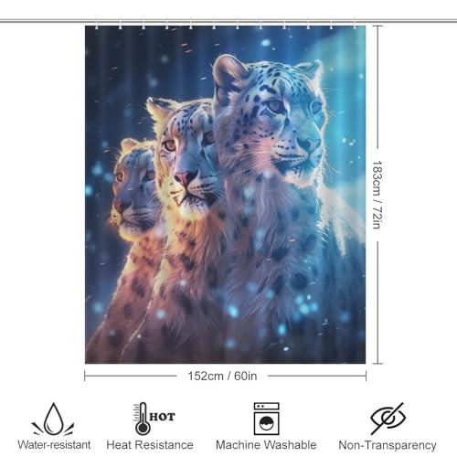 Rideau de douche léopard imperméable 152x183cm lavable avec 12 anneaux - 4