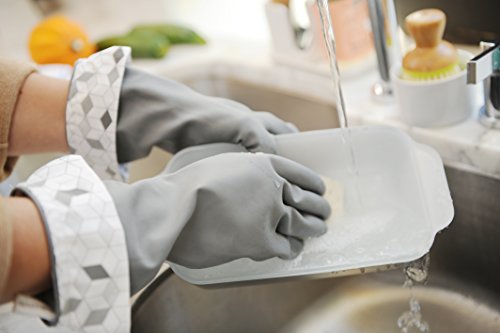 Full Circle Splash Patrol Natural Latex Cleaning and Dish Gloves, Medium/Large, (1 Pair) Grey, M (Pack of 2) - Image 2