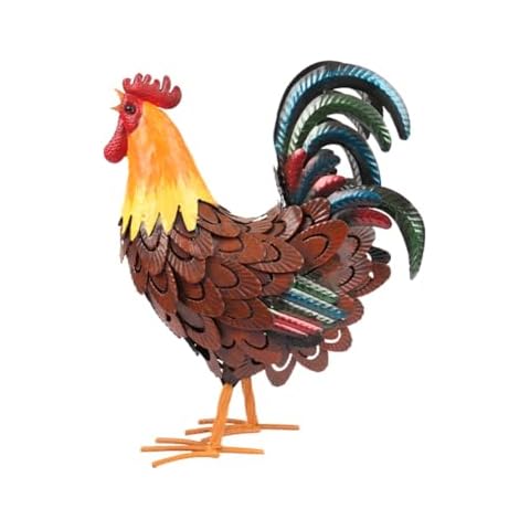Ohsilv Handcrafted Metal Rooster Garden Decor Cover