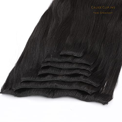 Caliee Light Yaki Straight Clip In Hair Extensions For African American Relaxed Hair Real Remy Thick Yaki Straight Hair Extensions 120G 10 Inch #TOP7