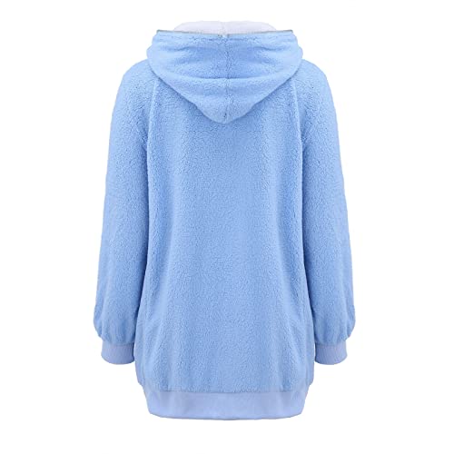 Casual Jackets for Women for Summer Womens Solid Oversized Zip Down Hooded Fluffy Coat Cardigans Outwear with Pocket New Clothes Fashion for Women