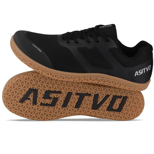 ASITVO Men's Minimalist Wide Toe Box Barefoot Zero Drop Shoes Sneakers Size 10.5 Width Trail Running Hiking Walking Black Oxford 44