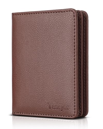 Teskyer Wallet for Men - RFID Blocking Bifold Stylish Leather Men's Wallet with Gift Box, P21-17 Chocolate