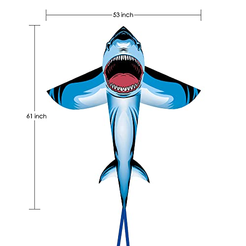 Shark Kite For Kids And Adults, Easy To Fly And Assemble Kites With 300 Ft Kite Line Handle #TOP5