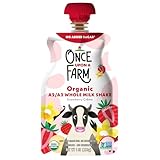 Once Upon a Farm A2/A2 Whole Milk Shake, Strawberry Creme Kids' Pouch, 4oz