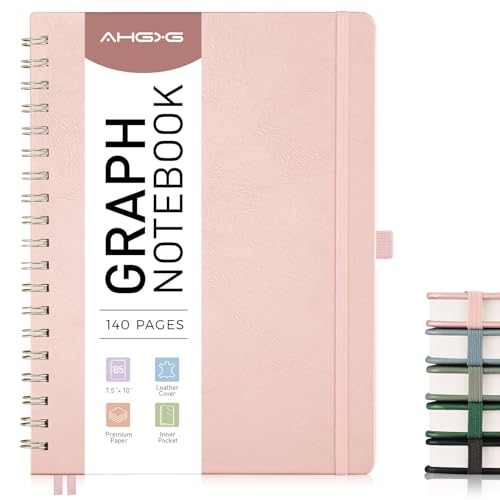 AHGXG Graph Paper Notebook, 140 Pages, B5 (7.6" x 10")