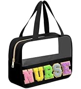 Kovewon Chenille Letter Nurse Bag Gifts for Women - Clear, Waterproof Nylon Portable Toiletry Bag...