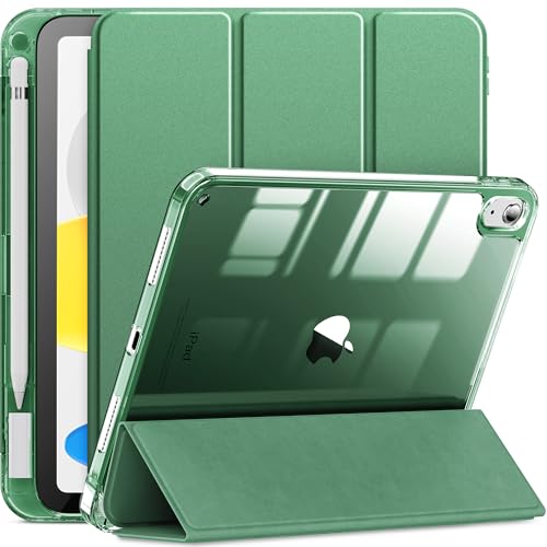 INFILAND Coque pour iPad (A16) 11ème Génération 11 Pouces 2025/iPad 10ème Génération 10,9 Pouces 2022, Étui Housse de Protection Transparent Total avec Porte Pencil, Réveil/Sommeil Auto, Vert Morino