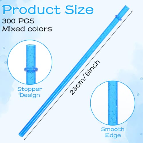 moheaaei 300PCS Glitter Reusable Straws Clear Drinking Straws 9 Inch Long Hard Plastic Straw by moheaaei - Used condition - Image 2