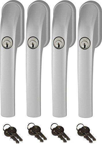Abus FG300 abschließbarer Fenstergriff, Silber, im Set 4 Stück alle gleichschließend mit insgesamt 8 Schlüssel