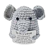 NEUYEE Mini Cute Positive Crochet Elephant Gifts Handmade Emotional Inspirational Support Gift for Lovers Husband Boyfriend