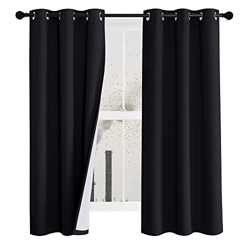 NICETOWN Lower PM2.5 Particles Sound Blocking Curtains for Nursery, Full Blackout Curtains Thermal Insulated Drapes, Sound Barrier Privacy Panels for Kicthen/Cafe (Black, 42" Wide x 63" Long) - image 1