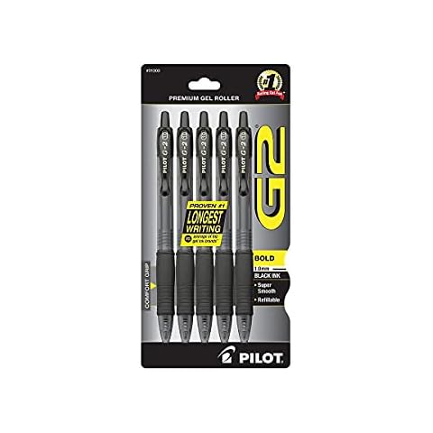 PILOT G2 Premium Gel Ink Pen, Bold Point, Black Ink, 5-Pack Cover