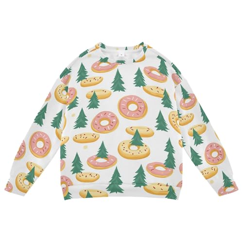 JUNZAN Cute Colorful Cartoon Donuts Trees Kids Girls Sweatshirts Hoodies Fleece Kids Hoodies Boys Party 4T