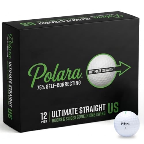 Polara Self-Correcting Golf Balls – 12 Pack Ultimate Straight Golfballs, Soft Feel, Anti-Slice & Hook Correction, Exceeds USGA Limits, Dimple Pattern, High-Performance Golf Balls for Men & Women