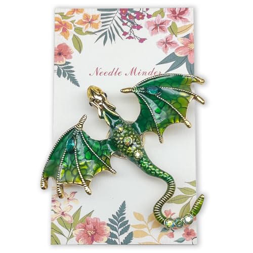 Large Dragon Needle Minder, Needle Minder Magnet, Magnetic Needle Nanny, Fantasy Needlework Accessories for Cross Stitch & Embroidery (Green)