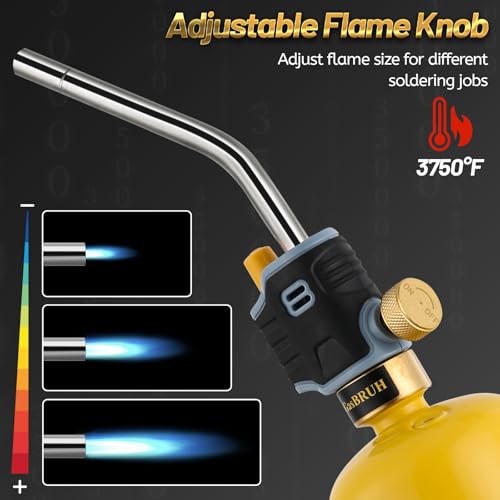 Propane Torch Head, Trigger Start Propane Torch Fuel by Propane MAPP MAP PRO Gas,Gas Torch Head with Self Ignition,MAPP Gas Torch Kit,Turbo Torch,Welding Torch Kit, Blow Torch(CSA, Fuel not included) - Thumbnail 5