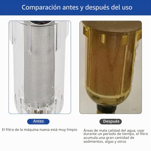 Miniatura 6 de Filtro Fino Reutilizable Y Lavable Para Grifo De Agua - Prefiltro De Sedimentos Para Manguera De Pozo Con Manómetro Y Conector 1 2 Pulgadas