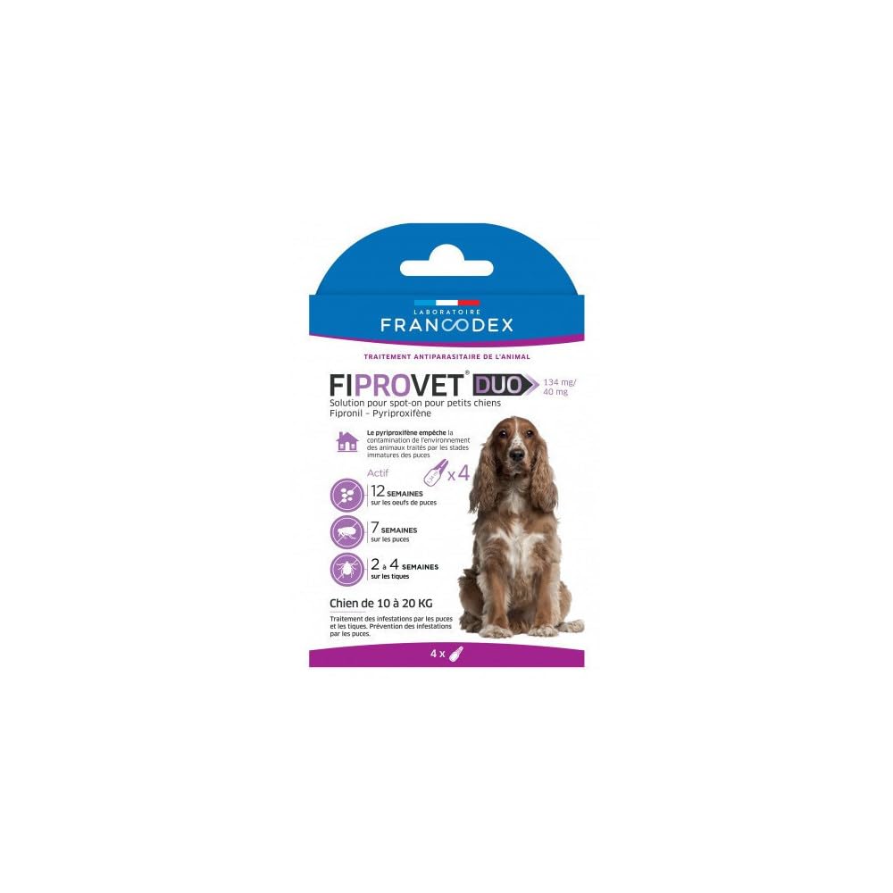 Francodex fiprovet Duo 134 mg/40 MG - Solution pour Spot-on Chien x4