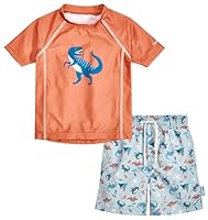 Playshoes Jungen Zweiteiler Rash-Guard-Set, Dino Orange, 98-104