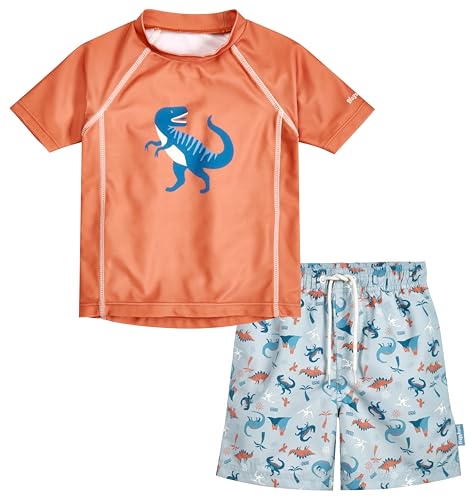 Playshoes Jungen Zweiteiler Rash-Guard-Set, Dino Orange, 98-104